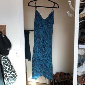 Vintage Express lined asymmetric hem draped neck dress Size 3/4